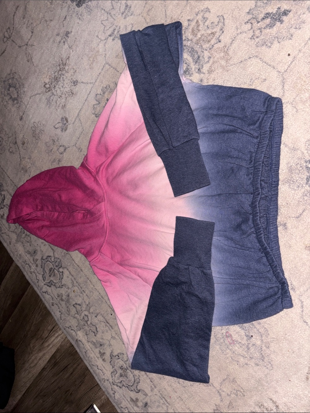 Girls Ombre Pink to Blue Hooded Sweatshirt